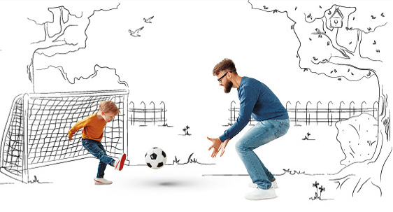 PIA Vater und Sohn spielen Fußball