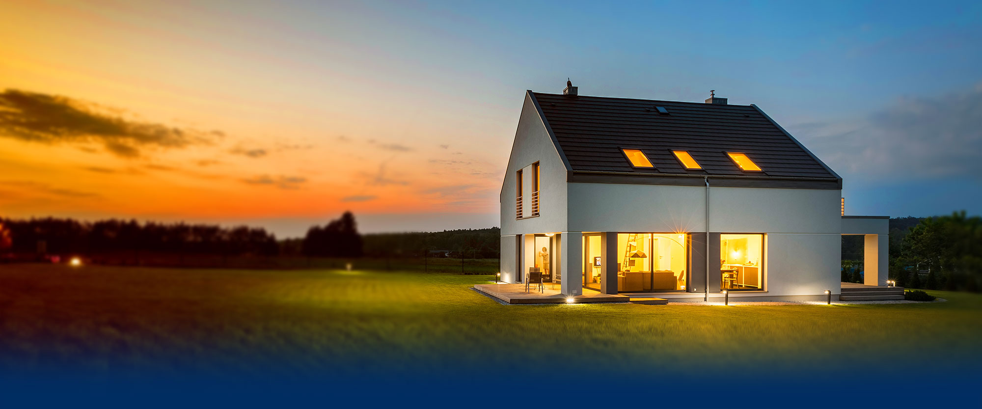 Wohntraum Haus Haus mit Sonnenuntergang